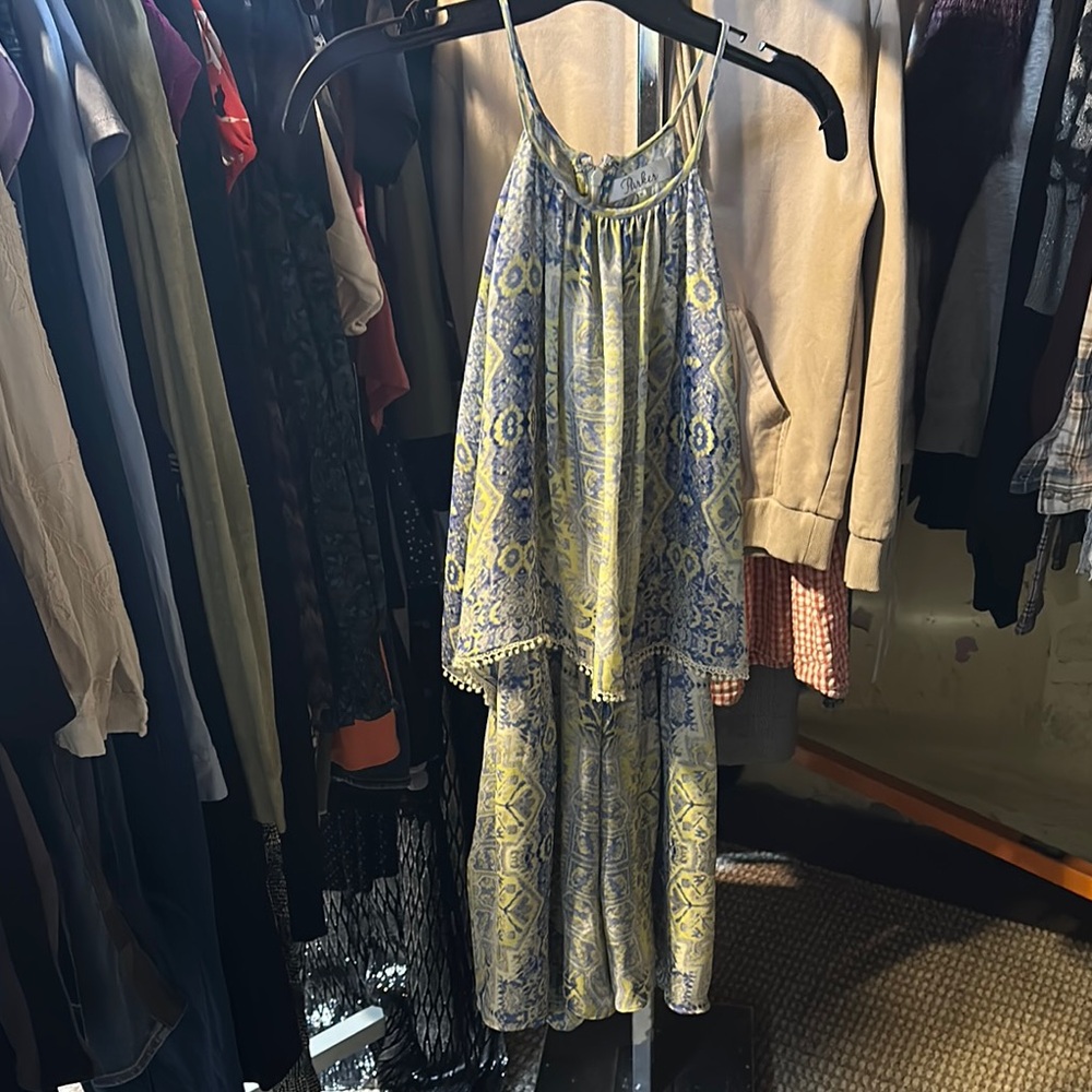 Parker Blue and Yellow Patterned Romper m